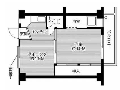 ビレッジハウス今在家(1DK/4階)の間取り写真