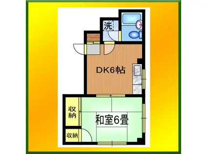 葵ビル(1DK/2階)の間取り写真