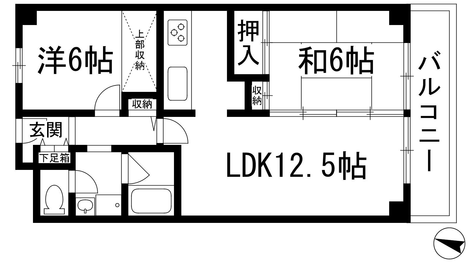 ロイヤルメゾン宝塚南(2LDK/4階)の間取り写真