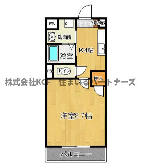 ドリームハウス3(1K/1階)の間取り写真