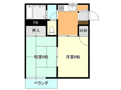 コンフォート安庭(2K/1階)の間取り写真