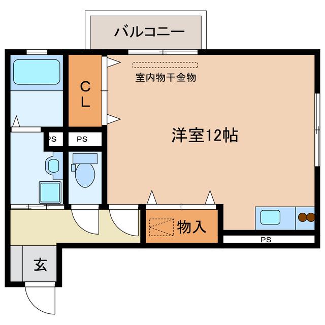 レセンテ花水木 A棟(ワンルーム/1階)の間取り写真