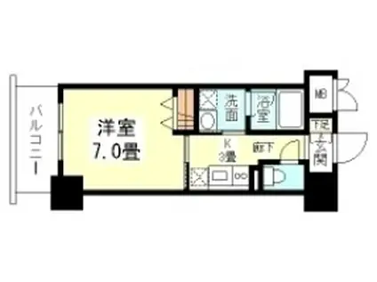 CASA・京橋(1K/5階)の間取り写真