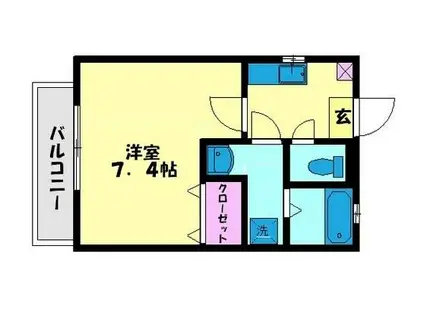 クレフラスト久留米大 A棟(1K/2階)の間取り写真