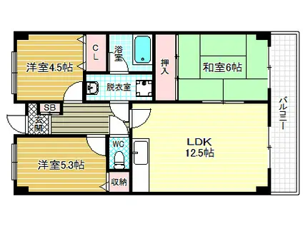 フローラルコート(3LDK/2階)の間取り写真