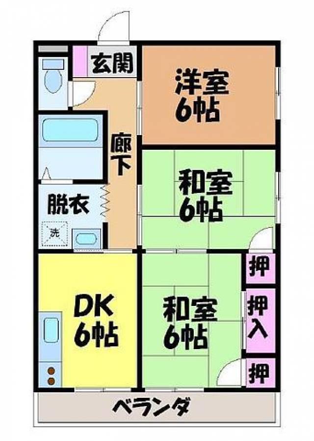 健マンション(3DK/3階)の間取り写真