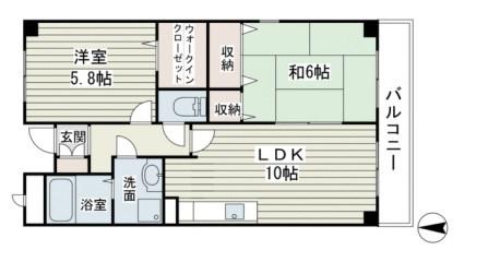 デランテ蓼野(2LDK/3階)の間取り写真