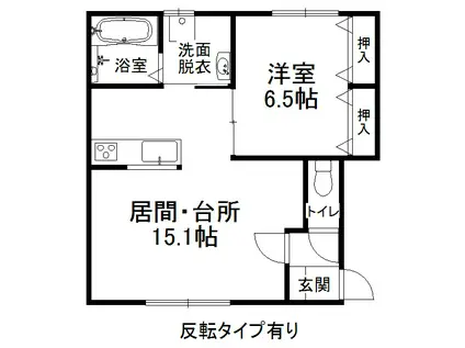 イリスI W(1LDK/1階)の間取り写真