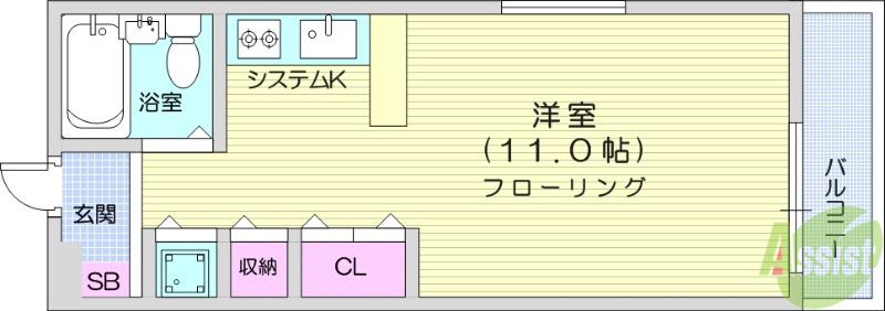 オーシャンハイツ(ワンルーム/2階)の間取り写真