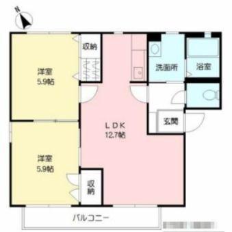 ハイツ四季の里B棟(2LDK/2階)の間取り写真