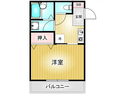 セントラルハイツ カシノ(1K/3階)の間取り写真