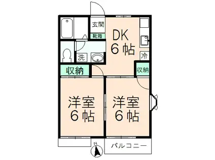サンクリード高幡(2DK/2階)の間取り写真
