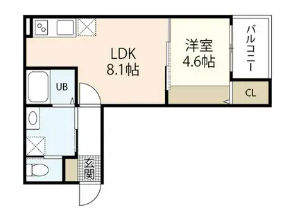PEACE I(1LDK/2階)の間取り写真