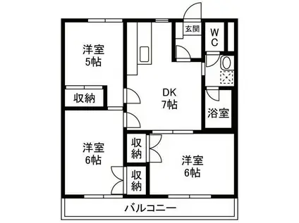 プレミール瀬名(3DK/3階)の間取り写真