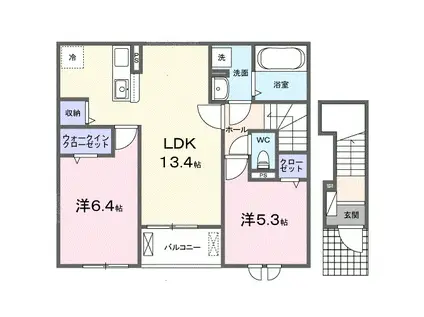 カーサ・リンドペローII(2LDK/2階)の間取り写真