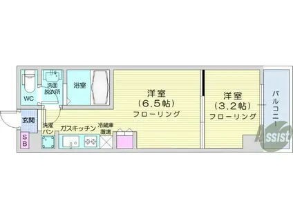 ブルーヴェル青葉通(1DK/8階)の間取り写真