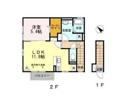 グローリア(1LDK/2階)の間取り写真