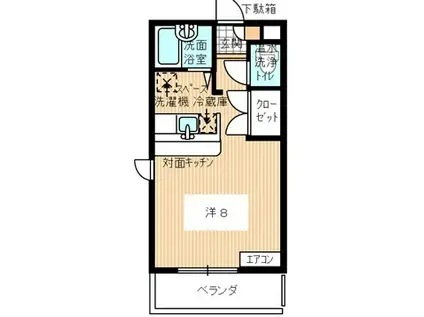 クオリティビラージュ23(1K/3階)の間取り写真