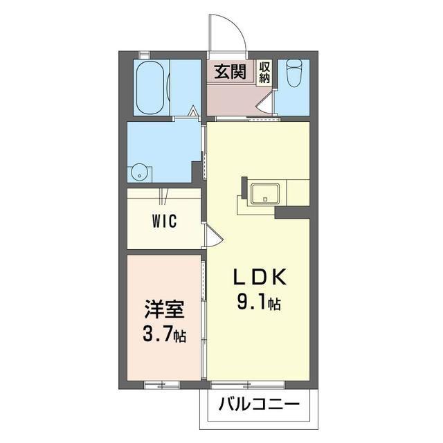 タウンコートB(1LDK/1階)の間取り写真