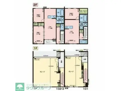 シェブロン・ルージュ(1LDK/1階)の間取り写真