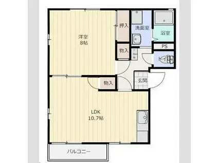 ロジュマンC(1LDK/2階)の間取り写真
