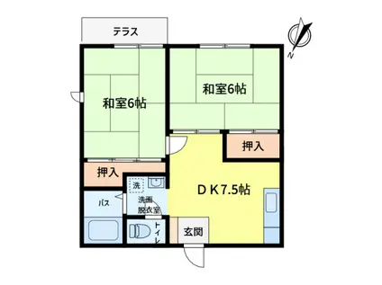 ハイツ中山(2DK/1階)の間取り写真