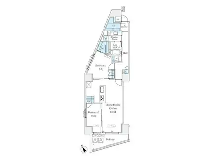 LE UNDEUX南青山 ルアンドゥ南青山(2LDK/9階)の間取り写真