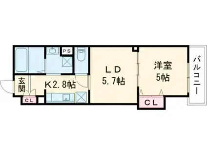 クリエオーレ豊島南(2K/2階)の間取り写真