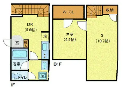 プライベートプレイス広尾(1SDK/B1階)の間取り写真