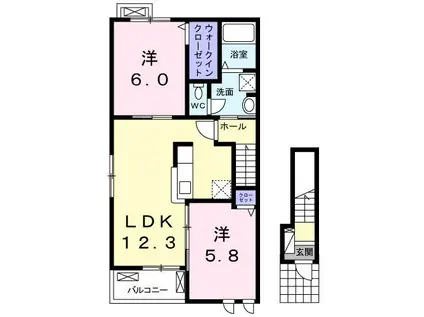 エクレール(2LDK/2階)の間取り写真