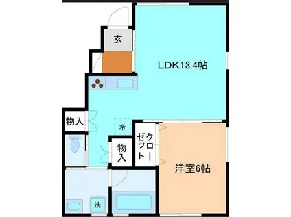 REY20 B棟(1LDK/1階)の間取り写真