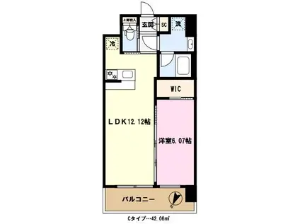 プレジオ川口(1LDK/10階)の間取り写真