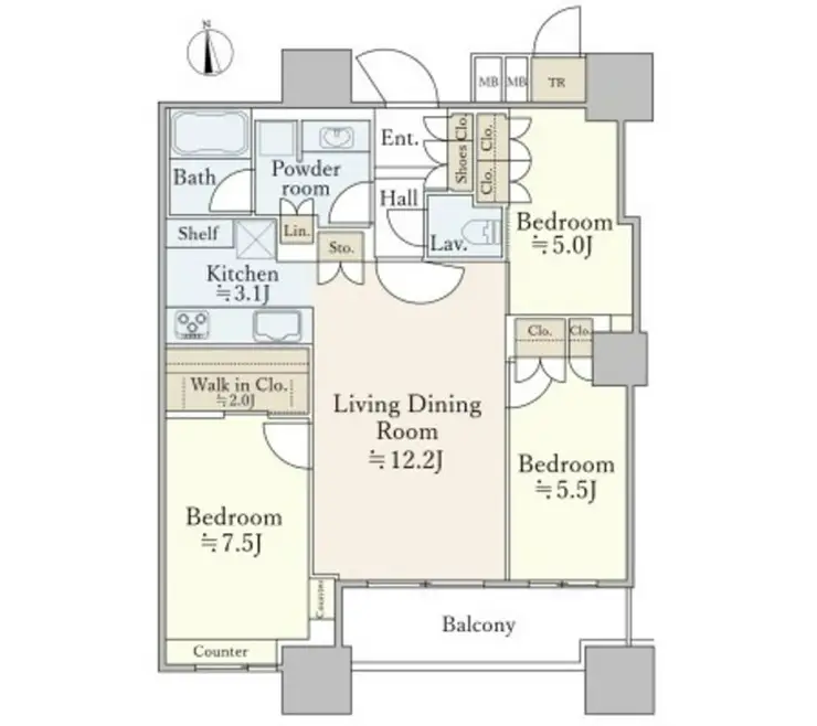 パークシティ大崎ザタワー 21階階 間取り