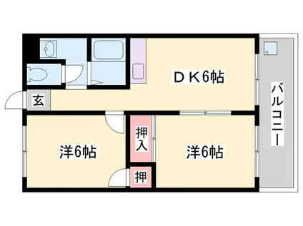 西庄中村コーポ(2DK/1階)の間取り写真