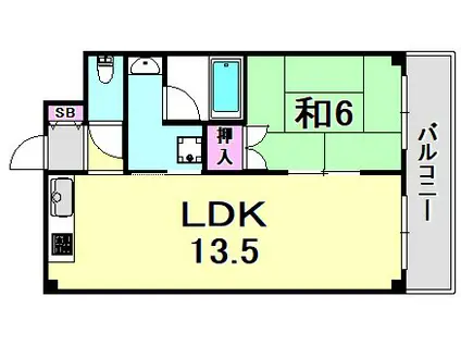 グランヴィア北夙川(1LDK/1階)の間取り写真