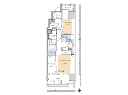 アーバネックス本町II(2LDK/8階)の間取り写真