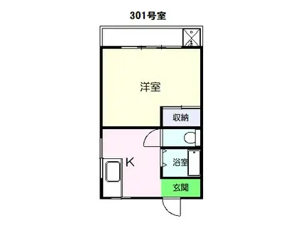 一宮ハイツ(1K/3階)の間取り写真