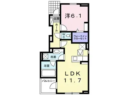 コートヤードVI(1LDK/1階)の間取り写真