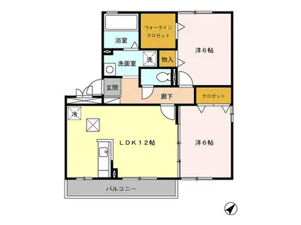 ヴェルドミール(2LDK/1階)の間取り写真