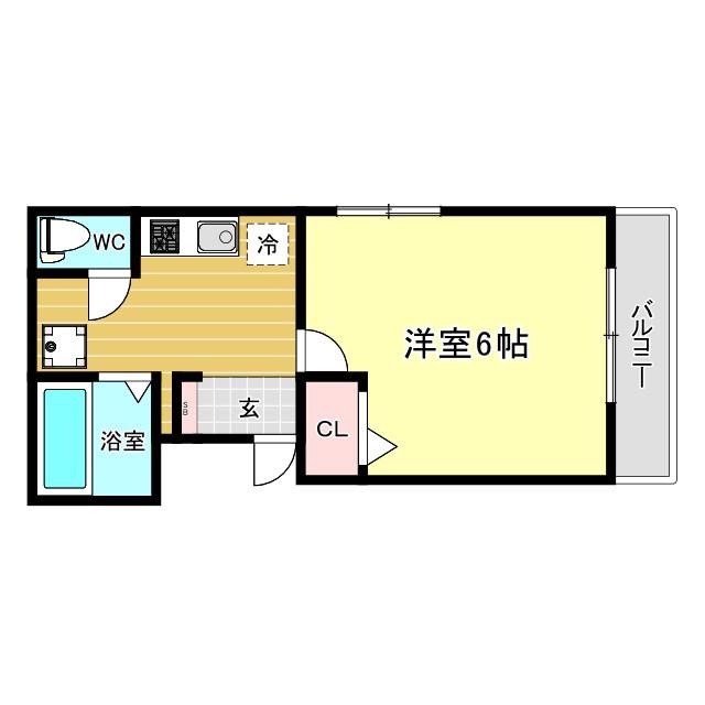 レフィナード恵美須(1K/3階)の間取り写真