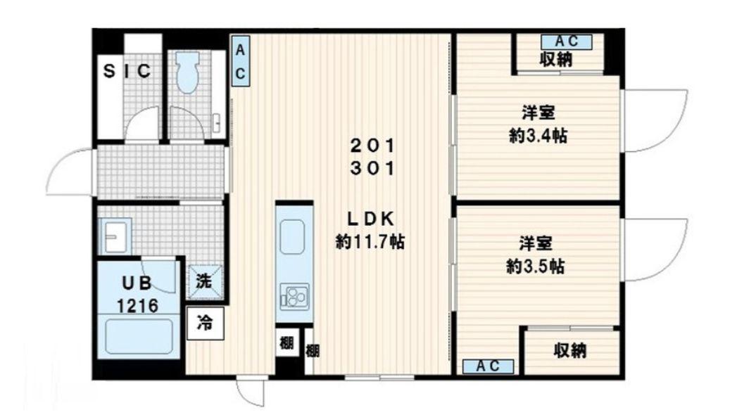 MUVA YOYOGI(2LDK/3階)の間取り写真