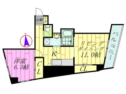 アクアヒルズ(1LDK/4階)の間取り写真