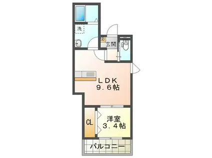 LECOCON四日市IX(1LDK/3階)の間取り写真