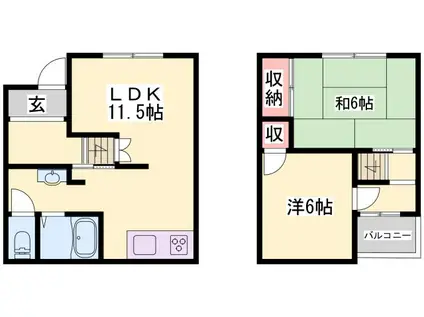 3加古川ヤングハイツ(4DK/1階)の間取り写真