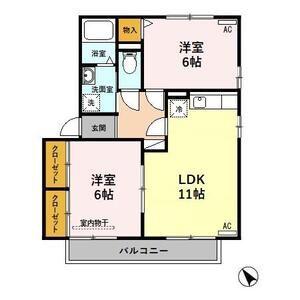 SALT VALLEY COURT B(2LDK/2階)の間取り写真