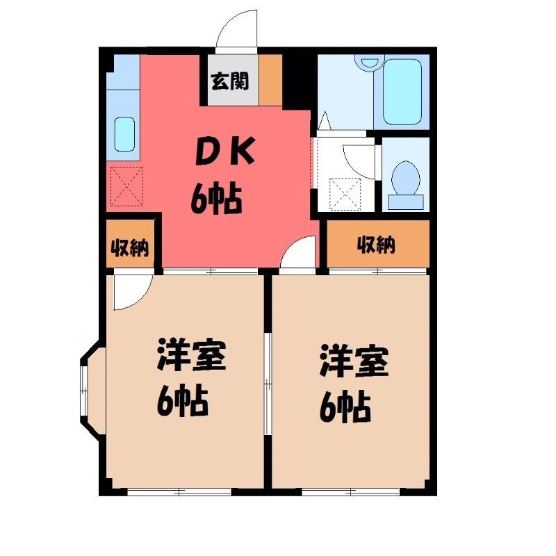 エルディムハイツ(2DK/1階)の間取り写真