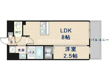 LUXE玉造南(1LDK/11階)の間取り写真