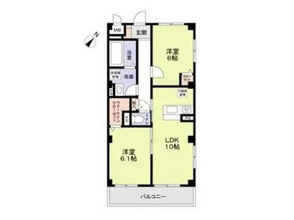 フィレ・デ・フルール(2LDK/2階)の間取り写真