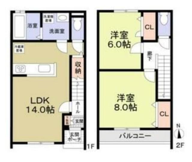 J WING イースト(2LDK/2階)の間取り写真