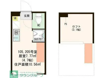 ハーモニーテラス桜上水III(ワンルーム/1階)の間取り写真